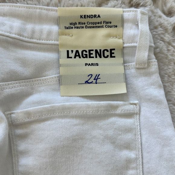 L'AGENCE Kendra High Rise Crop Flare Jeans in Blanc Size 24 - Picture 7 of 7